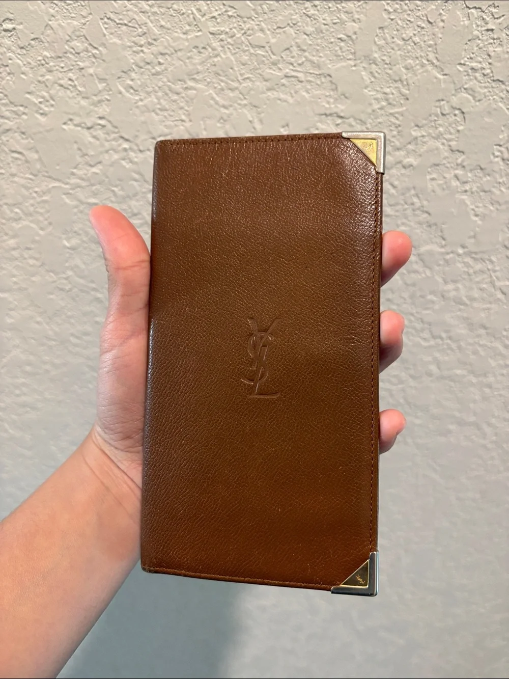 Saint Laurent YSL Brown Leather Long Bifold Holder